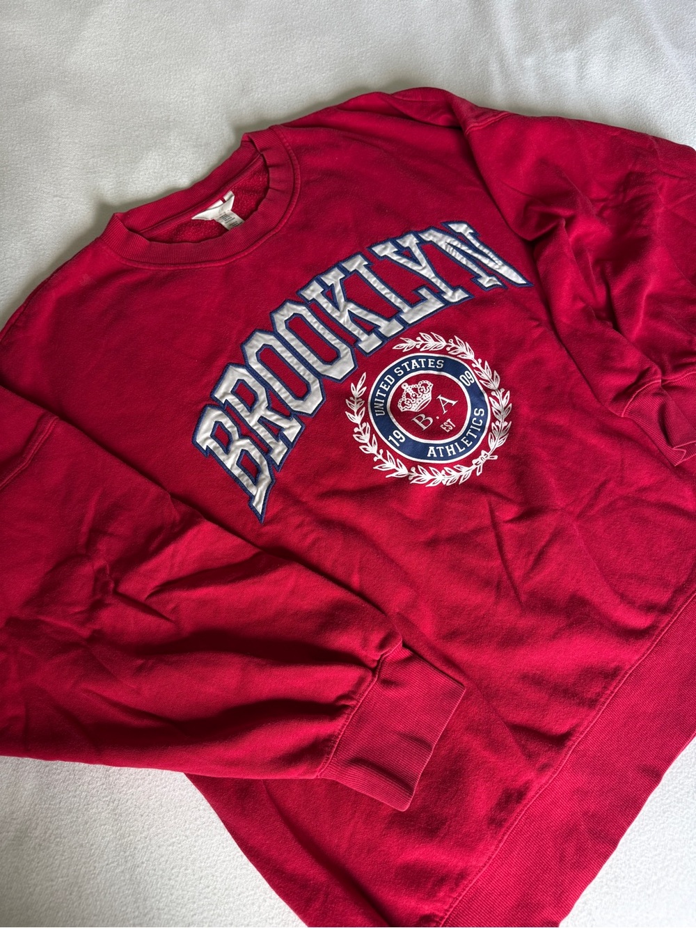 Brooklyn Red Crewneck Sweatshirt - Classic Women’s Sweater